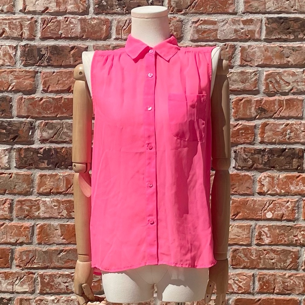 American Eagle pink button down sleeveless sheer top / S / Excellent condition - Picture 3 of 14